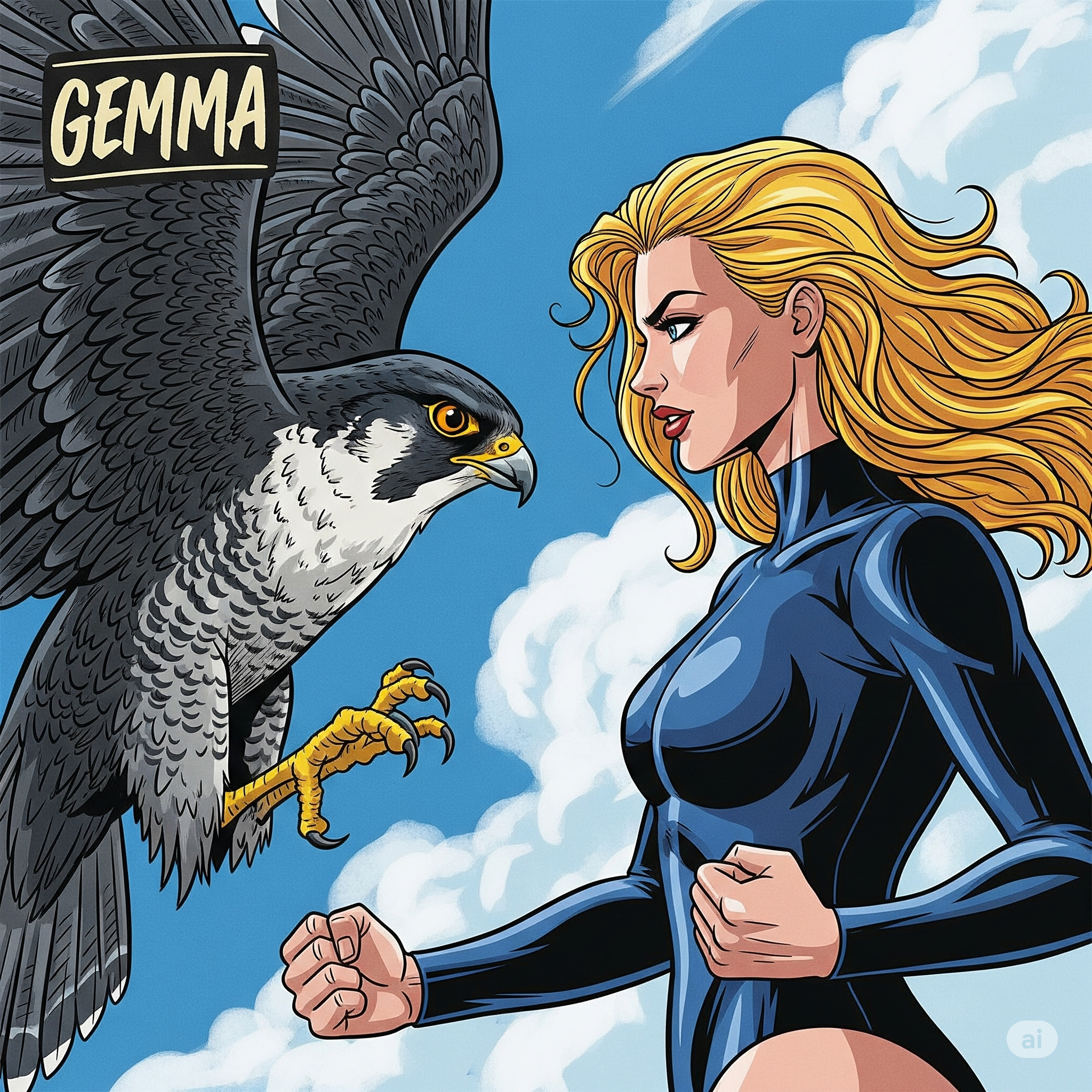 An image representing the comparison between the Gemma and Falcon language models, with their logos and a "vs" sign in between.